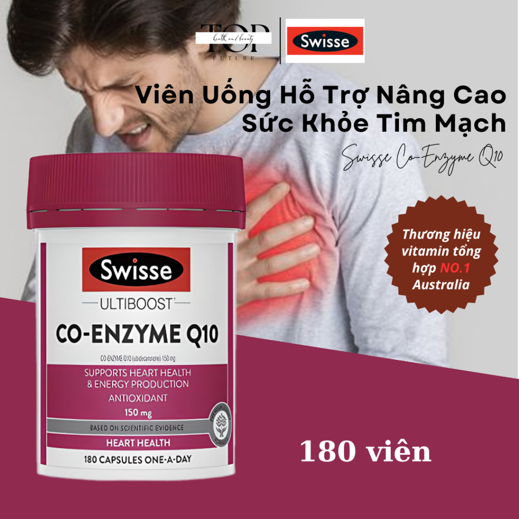 Viên Uống Hỗ Trợ Nâng Cao Sức Khỏe Tim Mạch Swisse Co-Enzyme Q10 Của Úc 180 Viên