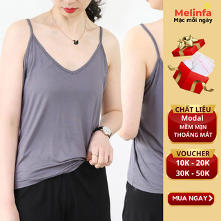 Áo hai dây camisole cổ tim vải Modal (gỗ Sồi) tự nhiên 100% thân thiện mặc thoáng mát co giãn thoải mái mã VAA0072
