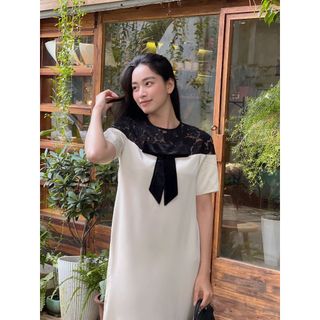 Đầm lụa phối ren Mauve Bowie dress