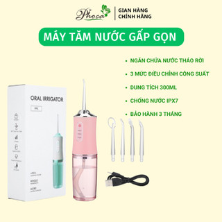 Máy tăm nước gấp gọn Phoca, hỗ trợ chống thấm nước, 4 đầu và 3 chế độ làm sạch sâu khoang miệng