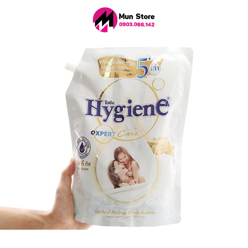 Nước xả vải đậm đặc siêu thơm Hygiene trắng dịu nhẹ 1300ml Thailand