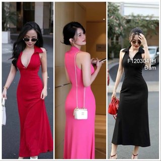 Đầm maxi dáng dài ôm cổ bẻ sát nách cực xinh