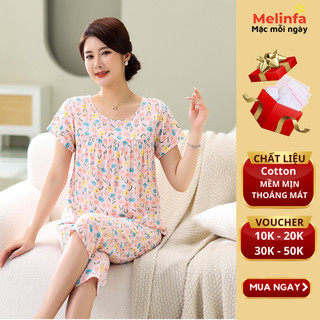 Bộ đồ ngủ nữ vải Cotton lụa tự nhiên mềm mại thoáng mát mặc nhà mùa hè kiểu quần lửng mã VABD0113