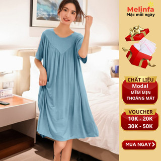 Váy đầm thun nữ ngắn tay, mặc nhà hàng ngày, vải Modal (gỗ Sồi) mềm mại thoáng mát,váy bầu dáng suông bigsize mã VAV0379