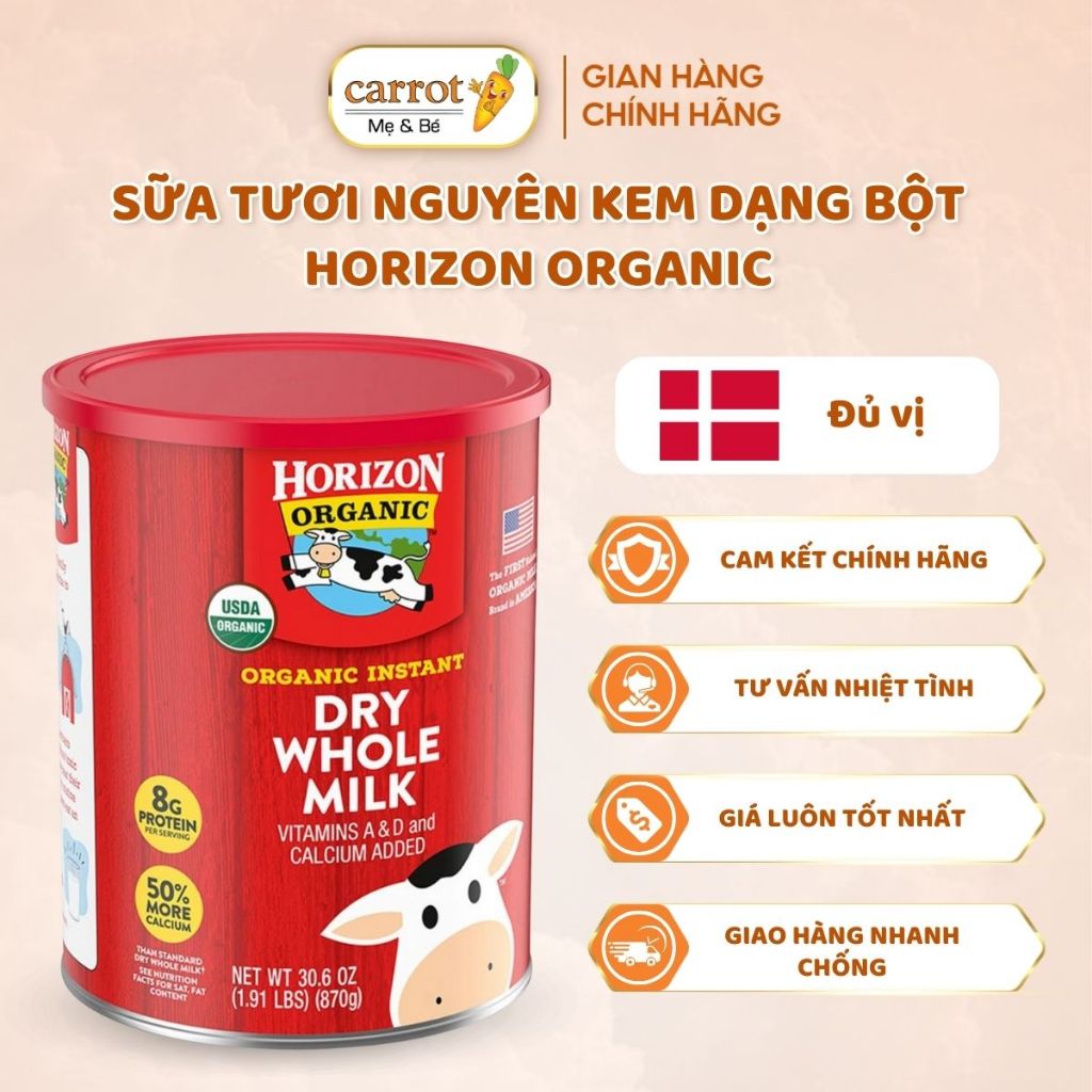 Sữa Tươi Nguyên Kem Dạng Bột Horizon Organic 870G