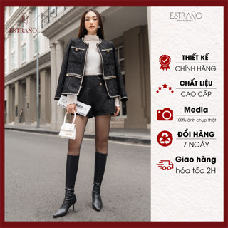  SET DẠ TWEED QUẦN SHORT MÀU ĐEN TRẺ TRUNG SANG CHẢNH - COLIN SET BY ESTRANO 