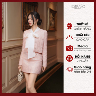  SET DẠ TWEED MÀU HỒNG TIỂU THƯ THANH LỊCH - LAURENT SET BY ESTRANO 