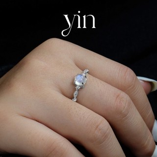 Nhẫn nữ bạc 950 cao cấp | luna 06 moonstone | yin silver jewelry
