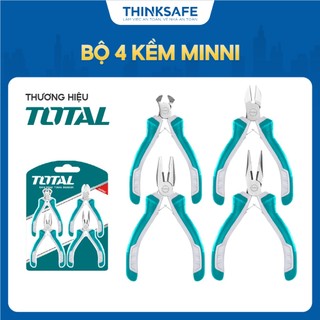 Bộ 4 và bộ 6 kìm minni 4.5 inch Total đa năng chất lượng cao, tay cầm 2 màu, chất liệu thép kềm chính hãng - Thinksafe