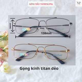 Gọng kính, lắp cận ,viễn ,gọng dẻotitanium 2 cầu dáng vuông