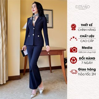 Set vest quần loe màu xanh navy sang trọng - emma set