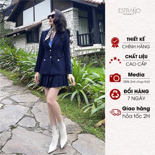  Set vest cao cấp thiết kế by Estrano - Emma Set xanh Navy  Tặng kèm khăn lụa cao cấp  