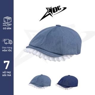 (Có sẵn) AOE STUDIO - Mũ nồi Beret cao cấp chất nón demin phối ren phong cách Y2K cá tính dành cho nữ