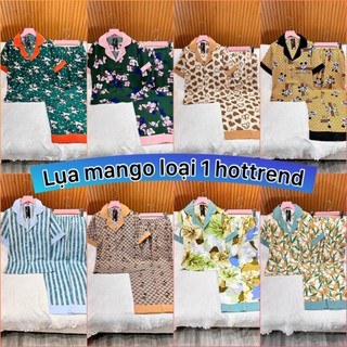 Đồ Bộ Pijama Nữ Lụa Mango Cao Cấp,Tay Cộc Quần Dài,Hàng Thiết Kế Cổ Nhọn, Chất Vải Mềm Mịn,