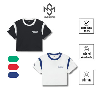 Áo thun croptop MLB chính hãng - áo MLB babytee crop Varsity Cleveland Guardians 3FTSV0343-50BKS M&S Authentic
