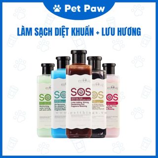 Sữa Tắm Cho Chó Mèo SOS Chai 530ml Làm Sạch Mượt Lông Khử Mùi Thơm Lâu Pet Paw