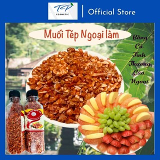 Muối Tép Ngoại Làm, Muối tôm sấy khô ăn kèm trái cây, cơm nóng : Tép, Muối nguyên chất. không mặn