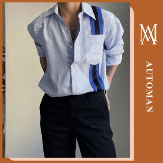 Áo sơ mi nam kẻ phối live chất linen thấm hút mồ hôi, thoáng khí AUTOMAN A162