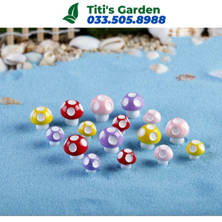 Mô hình nấm mini nhiều màu sắc dùng trang trí tiểu cảnh sen đá, sân vườn, bể cá, bể terrarium