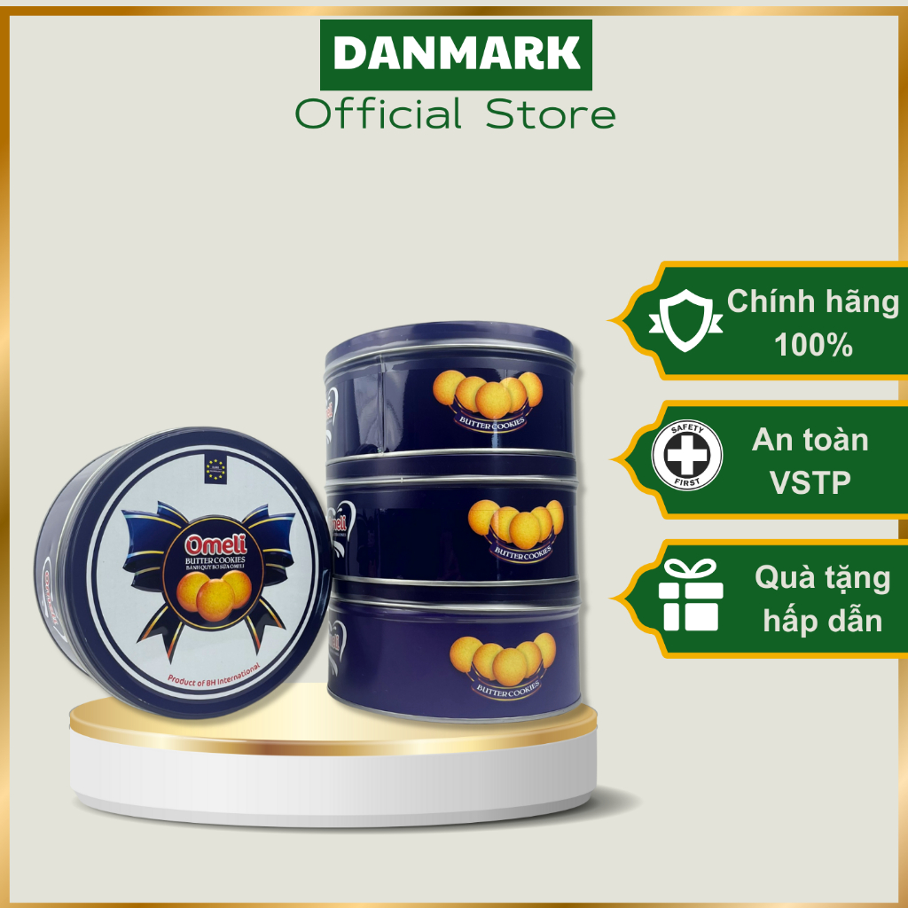 Bánh Quy Hộp Thiếc Omeli 180g Bày Lễ Sang Trọng