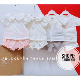 Chaang-bộ cộc tay cúc giữa cho bé.