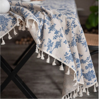 Khăn trải bàn hoa viền tua rua , khăn trải bàn Dona Home Decor