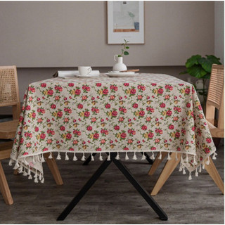 Khăn trải bàn hoa viền tua rua , khăn trải bàn Dona Home Decor