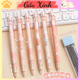 Bút chì bấm in quả đào hồng ngòi 0.5mm - Gấu Xinh Shop