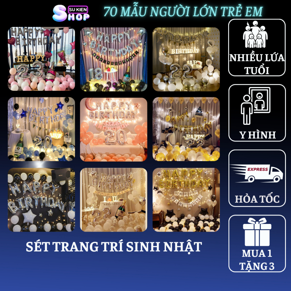 Trang trí sinh nhật người lớn trẻ em bạn trai gái mẫu hàn quốc