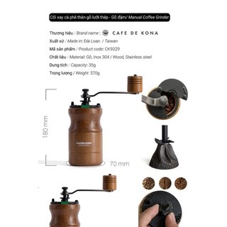 Volcano Cối xay cà phê thân gỗ lưỡi thép