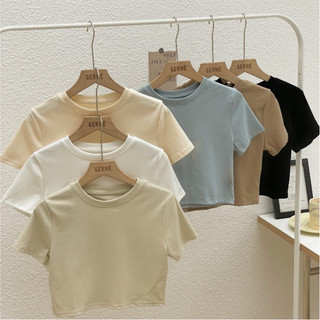 Áo phông Baby tee cộc tay cotton thoáng mát chất mềm mịn, Áo thun nữ croptop chất dầy dặn vải lì a01249838 By Germe