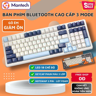 Bàn Phím Cơ Không Dây Mantech K8 LED Kết Nối 3 Chế ĐỘ Bluetooth/Wireless 2.4G/ Dây type C Có Hotswap