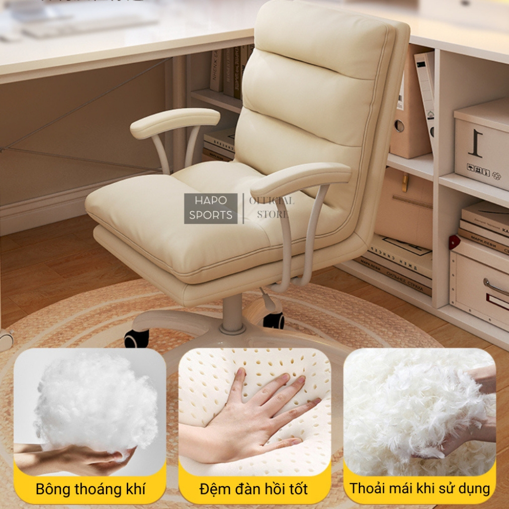 Ghế Xoay Văn Phòng Đệm Lưng Dày Dặn Làm Từ Chất Liệu Da Cao Cấp Chống Nổ, Ghế Xoay Tựa Lưng Ghế Decor Chính Hãng | BigBuy360 - bigbuy360.vn