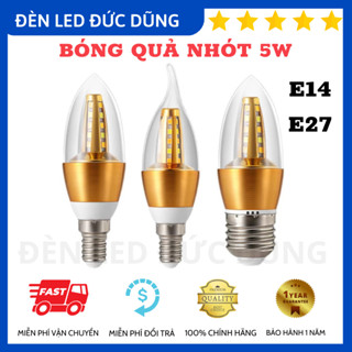 BÓNG ĐÈN LED 5W QUẢ NHÓT NẾN/ RÂU ĐUI E14 E27 - Không phải đèn bàn thờ (BH 1 NĂM)