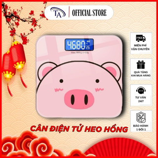 Cân điện tử sức khoẻ hình hình heo dễ thương tặng kèm pin