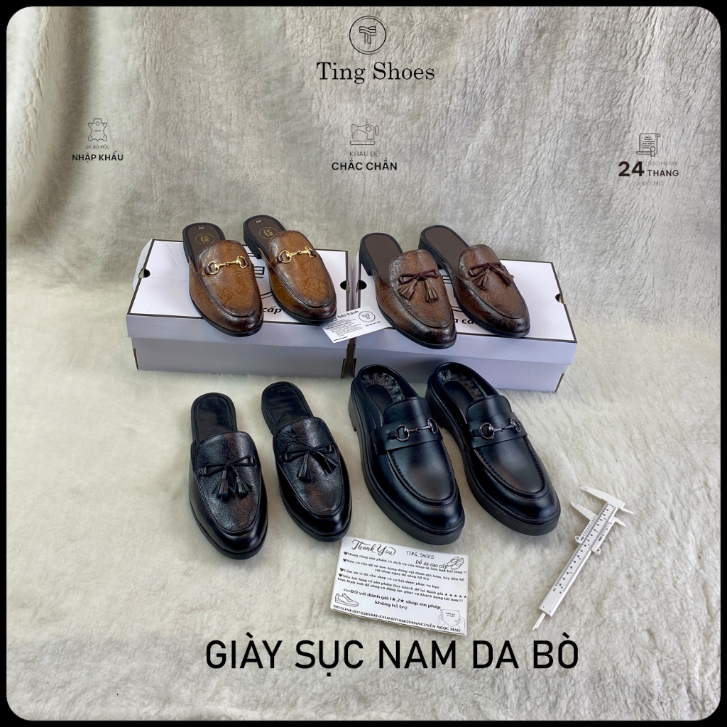 Giày Sục Nam Da Bò Cao Cấp TING SHOES , Sục Nam Trẻ Đế Cao Su Đúc Thời Trang