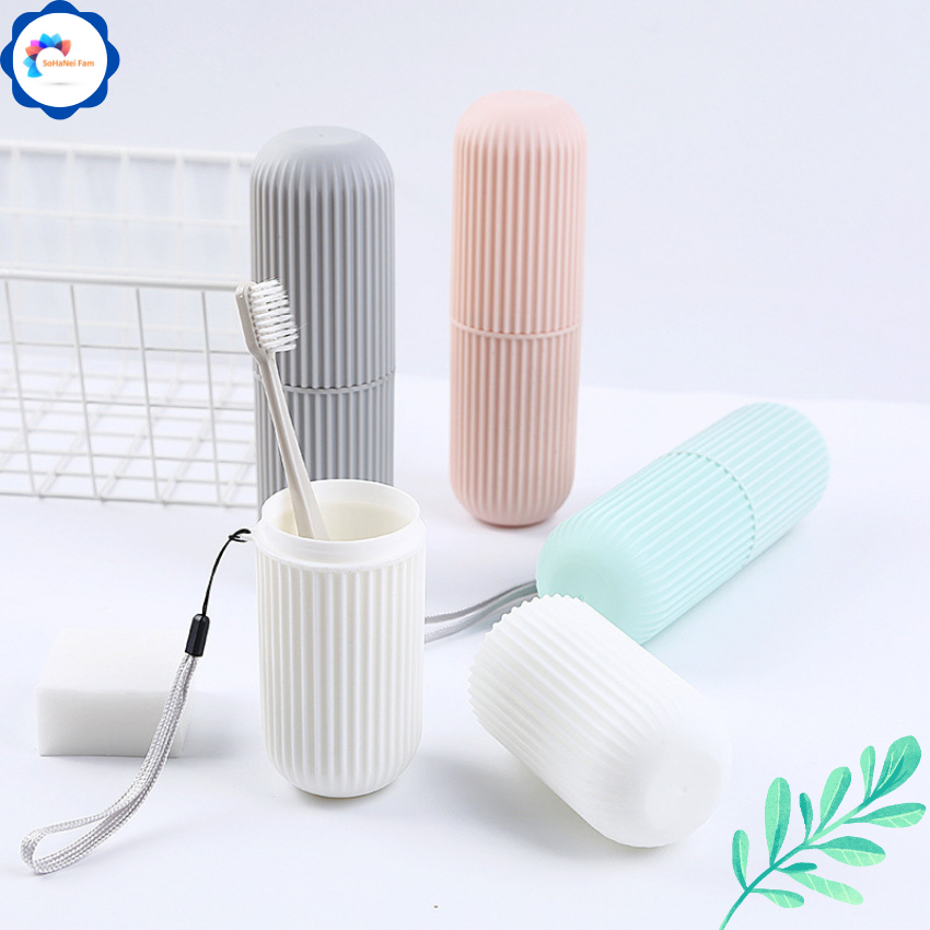 Hộp Đựng Bàn Chải Kem Đánh Răng Kiêm Cốc Đánh Răng Du Lịch - Kiểu Dáng Gọn Nhẹ Có Dây Treo Tiện Lợi -SOHANEI FAM