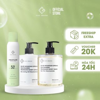 Combo kem chống nắng nâng tone Pro-Xylane dạng xịt 160ml, sữa tắm Niacinamide 500ml, dưỡng thể Niacinamide 500ml