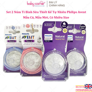 [Chính Hãng] Bộ 2 Núm Ti Bình Sữa Philips Avent Thiết Kế Tự Nhiên Mẫu Cũ, Mẫu Mới Cho Bé 0M+