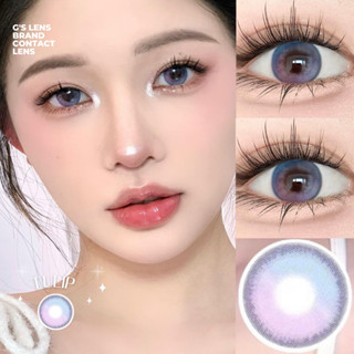  Kính áp tròng Gtrendy TULIP VIOLET BLUE màu xanh hồng douyin lens cận 6 tháng G.DIA 14.2mm có độ 0-6  
