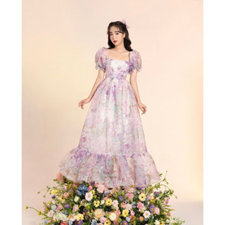 Đầm maxi tay bồng chất liệu orgaza in hoa The Peachy- Anna Dress