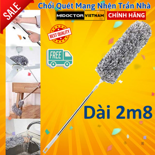 Chổi Quét Trần Nhà, Chổi Phất Trần Có Cán Điều Chỉnh Độ Dài Tới 2,8m Quét Mạng Nhện, Lau Chùi Bụi Bẩn Trên Cao miDoctor
