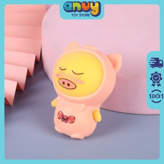 Squishy mochi chú heo mặt áo silicon có thể tháo rời giảm stress