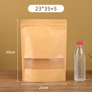 Combo 50 túi zip giấy kraft đáy đứng có cửa sổ - chống thấm nước