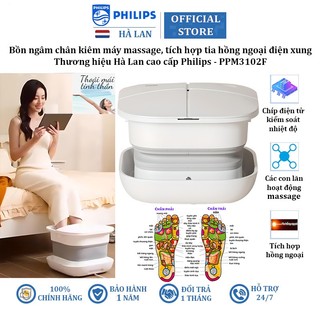 Bồn ngâm chân kiêm máy massage tích hợp tia hồng thương hiệu cao cấp Philips PPM3102F