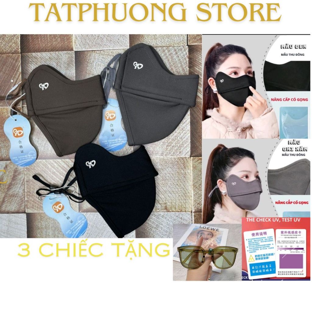 khẩu Trang Chống Nắng- Chống tia UV Chính Hãng[ ComBo 3 chiếc Tặng Kính Gấp Gọn]