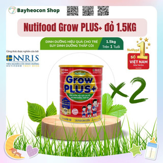 Sữa nuti grow plus+ lon đỏ 1.5kg cho trẻ suy dinh dưỡng thấp còi combo 2 lon
