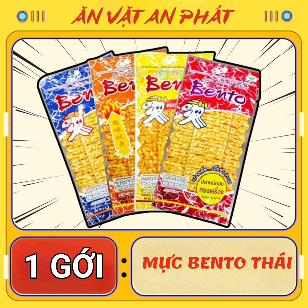 Mực Bento Gói 6g Snack Mực Bento Thái Lan Đủ 3 Vị  Mực Bento Siêu Cay (Lẻ 1 Gói), - An Phát Food