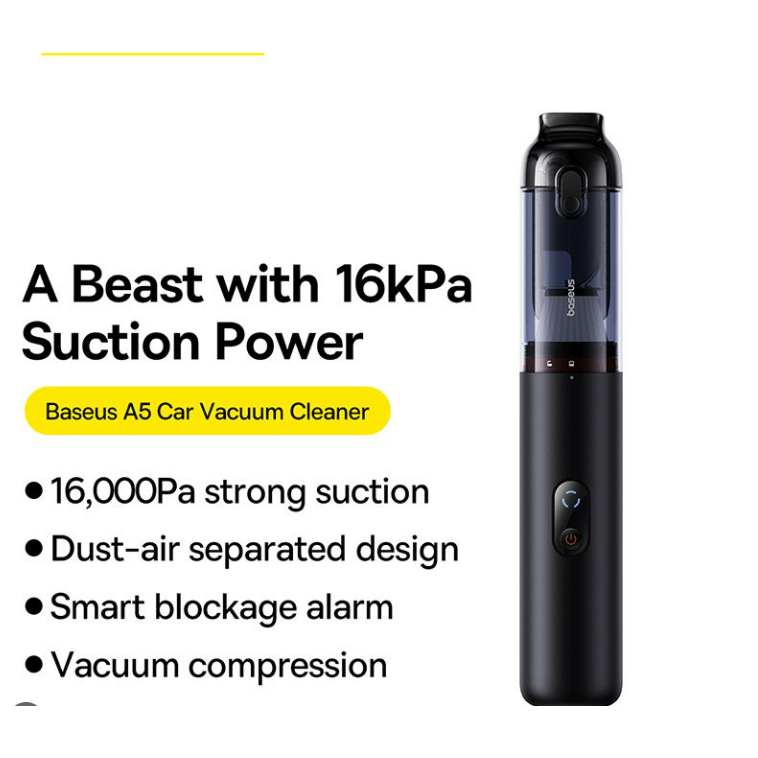 Máy Hút Bụi Không Dây Baseus A5 - Công Suất Mạnh Mẽ - Thiết Kế Không Dây Nhỏ Gọn - Bảo Hành 12 Tháng