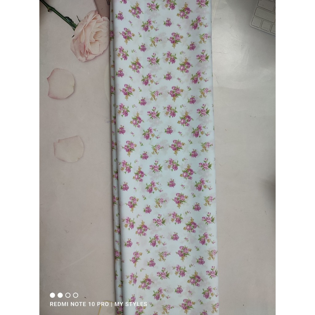 [HCM]2m Vải lụa lạnh hoạ tiết hoa lá nhỏ (1) - lụa Mango chính phẩm
